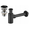 Mexen semisifon chiuvetă rotund cu dop ceramic click-clack, cu preaplin, negru - 7992050-75