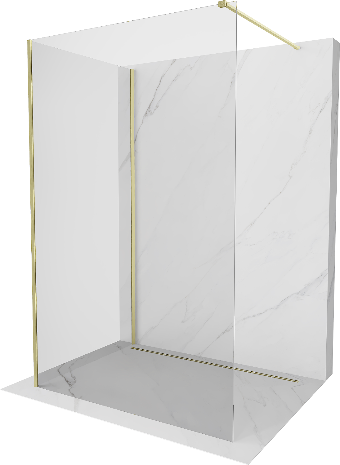 Mexen Kioto panou duș Walk-in 140 x 75 cm, transparent, cu finisaj auriu periat - 800-140-212-55-00-075