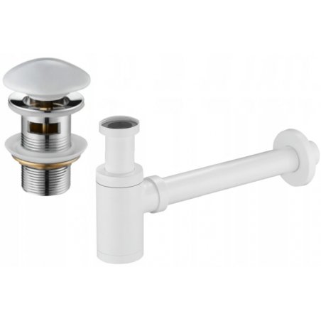 Mexen sifon parțial pentru lavoar rotund cu capac ceramic click-clack, cu preaplin, alb - 7992050-25
