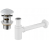 Mexen sifon parțial pentru lavoar rotund cu capac ceramic click-clack, cu preaplin, alb - 7992050-25