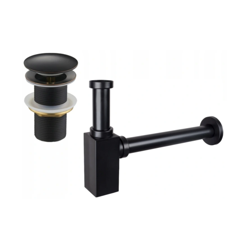 Mexen sifon parțial pentru chiuvetă pătrată cu dop click-clack, fără preaplin, negru antic- 7991060-79