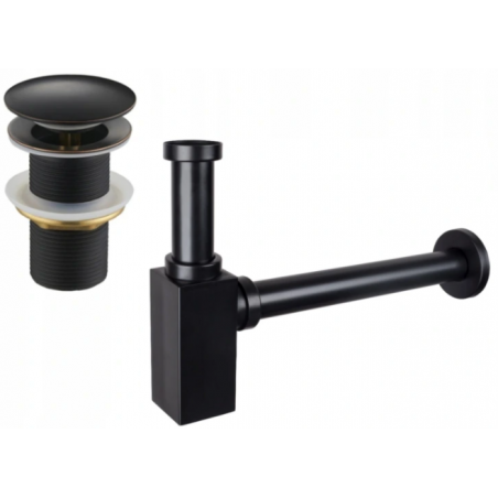 Mexen sifon parțial pentru chiuvetă pătrată cu dop click-clack, fără preaplin, negru antic- 7991060-79