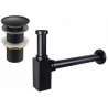 Mexen semi-sifon chiuvetă pătrat cu dop clic-clac, fără preaplin, negru antic - 7991060-79