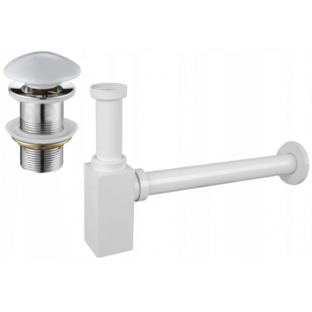 Mexen sifon pentru chiuvetă cu dop ceramic click-clack, fara preaplin, Albă - 7991060-25