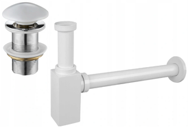 Mexen semisifon pentru lavoar pătrat cu dop ceramic clic-clac, fără preaplin, alb - 7991060-25