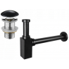 Mexen sifon chiuvetă pătrat cu dop ceramic click-clack, fără preaplin, negru - 7991060-75