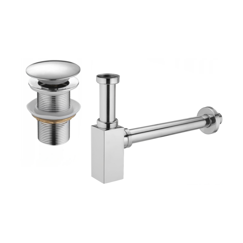 Mexen Sifon patrat pentru chiuvetă cu dop click-clack, fără preaplin, Crom - 7991060-00