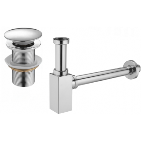 Mexen sifon parțial chiuvetă pătrată cu dop clic-clac, fără preaplin, crom - 7991060-00