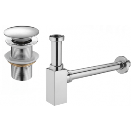 Mexen Sifon patrat pentru chiuvetă cu dop click-clack, fără preaplin, Crom - 7991060-00