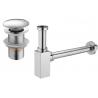 Mexen semi-sifon pentru lavoar pătrat cu dop click-clack, fără preaplin, crom - 7991060-00