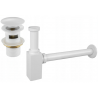 Mexen semisyfon chiuvetă pătrată cu dop clic-clac, cu preaplin, alb - 7992060-20