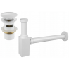 Mexen sifon pătrat pentru chiuvetă cu dop click-clac și preaplin, Albă - 7992060-20
