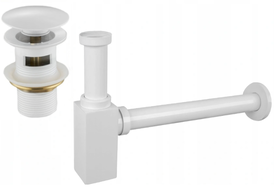 Mexen jumătate sifon chiuvetă pătrată cu dop click-clack, cu preaplin, alb - 7992060-20