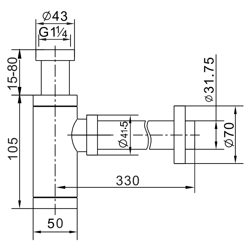 Mexen sifon semi-pătrat pentru lavoar cu dop click-clack, cu preaplin, aur roz - 7992060-60