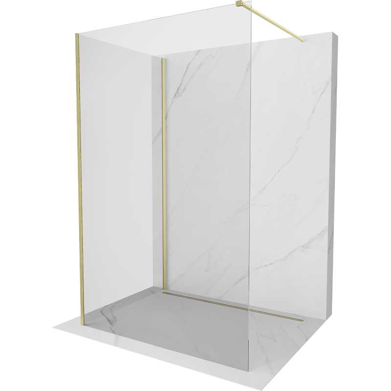 Mexen Kioto Walk-in zuhanyfal 130 x 115 cm, átlátszó, arany kefélt - 800-130-212-55-00-115