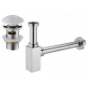 Mexen Sifon pentru chiuvetă cu dop ceramic click-clack și preaplin, Crom/Alb - 7992060-02