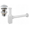 Mexen sifon semi-încastrat pentru lavoar, pătrat, cu dop ceramică click-clack, cu preaplin, alb - 7992060-25