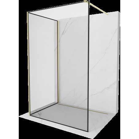 Mexen Kioto perete de duș Walk-in 90 x 70 cm, model negru, finisaj auriu periat - 800-090-212-55-70-070