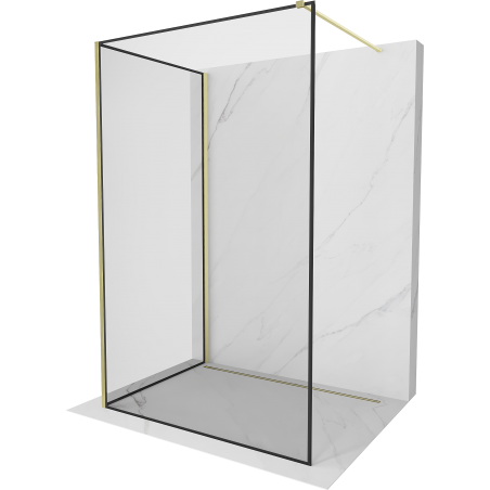 Mexen Kioto Walk-in zuhanyfal 90 x 80 cm, fekete keret, arany szálcsiszolt - 800-090-212-55-70-080