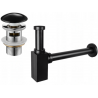 Mexen sifon parțial pentru chiuvetă pătrată cu valvă ceramică click-clack, cu preaplin, negru - 7992060-75