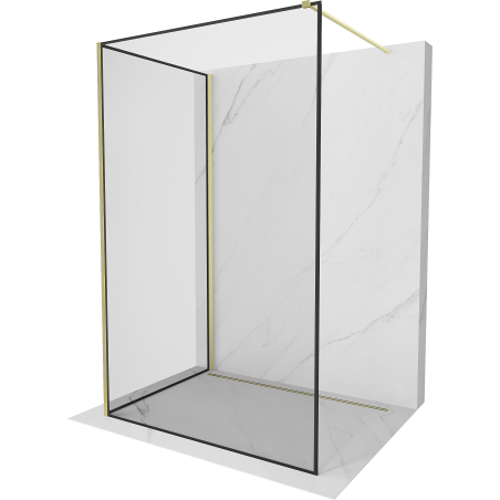 Mexen Kioto Walk-in zuhanyzófal 140 x 70 cm, fekete minta, arany kefélt - 800-140-212-55-70-070