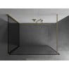Mexen Kioto Walk-in zuhanyzófal 140 x 70 cm, fekete minta, arany kefélt - 800-140-212-55-70-070