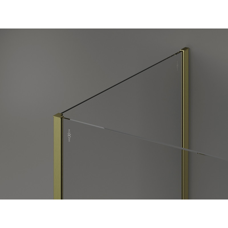 Mexen Kioto perete de duș Walk-in 90 x 80 cm, ramă neagră, auriu periat - 800-090-212-55-70-080