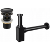 Mexen jumătate de sifon pentru chiuvetă pătrată cu capac click-clack, cu preaplin, negru antic - 7992060-79
