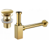 Mexen sifon pătrat pentru chiuvetă cu dop click-clac și preaplin, Aurie - 7992060-50