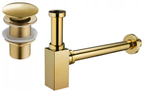 Mexen semisifon chiuvetă pătrată cu dop click-clack, fără preaplin, auriu - 7991060-50
