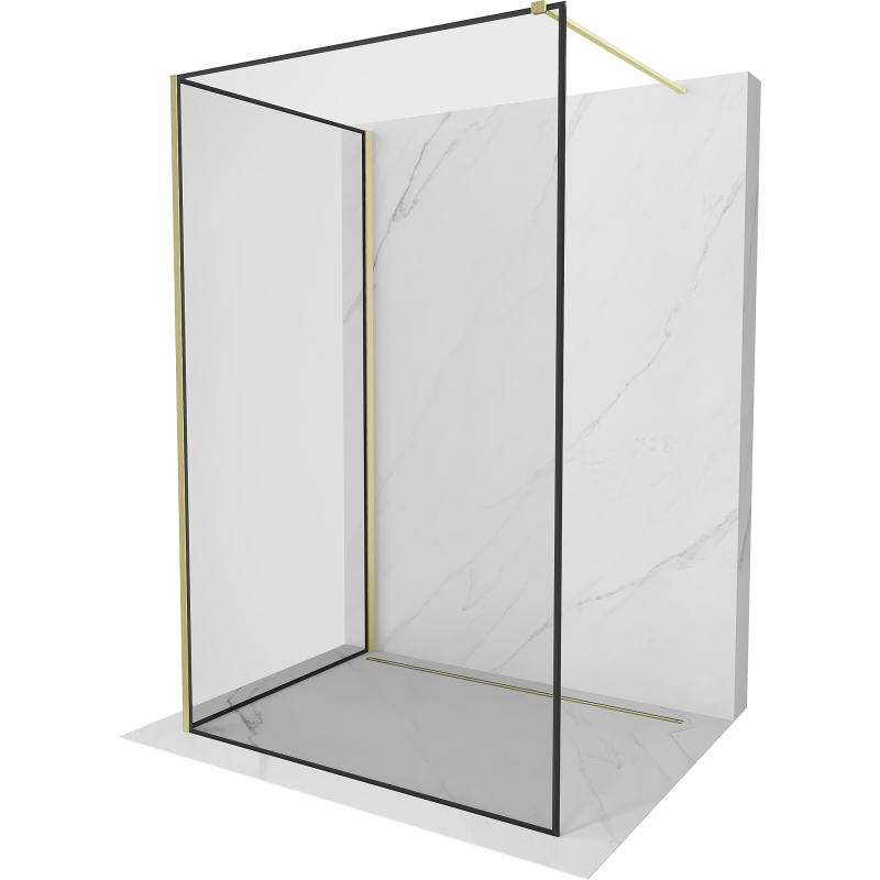 Mexen Kioto Şcianka prysznicowa Walk-in 110 x 110 cm, model negru, finisaj auriu periat - 800-110-212-55-70-110