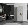 Mexen Kioto Walk-in zuhanyfal 140 x 110 cm, fekete minta, arany kefélt kivitel - 800-140-212-55-70-110