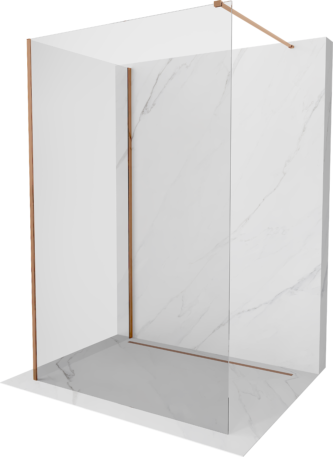 Mexen Kioto perete de duș Walk-in 120 x 70 cm, transparent, aur roz - 800-120-212-60-00-070