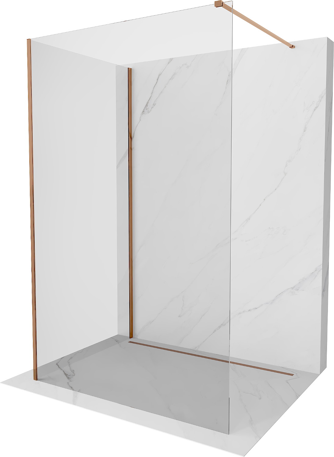 Mexen Kioto panel de duș Walk-in 130 x 70 cm, transparent, aur roz - 800-130-212-60-00-070