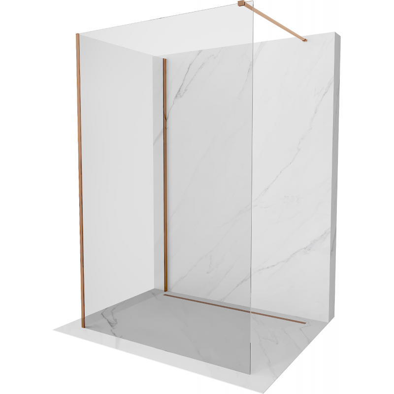 Mexen Kioto perete de duș Walk-in 140 x 75 cm, transparent, aur roz - 800-140-212-60-00-075