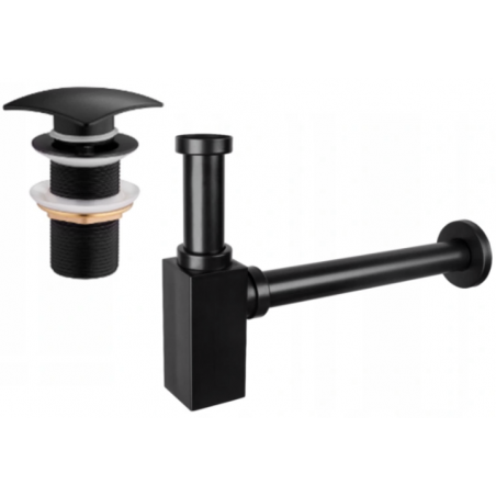 Mexen semi-sifon chiuvetă pătrat cu dop click-clack, fără preaplin, negru - 7991660-70