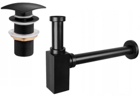 Mexen semi-sifon chiuvetă pătrat cu dop click-clack, fără preaplin, negru - 7991660-70