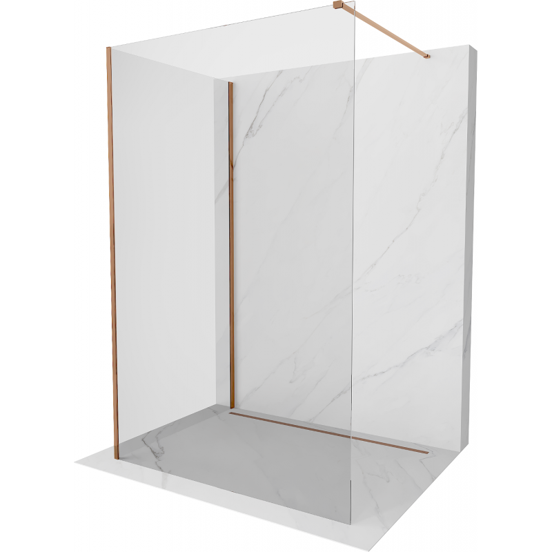 Mexen Kioto perete de duș walk-in 100 x 85 cm, transparent, aur roz - 800-100-212-60-00-085