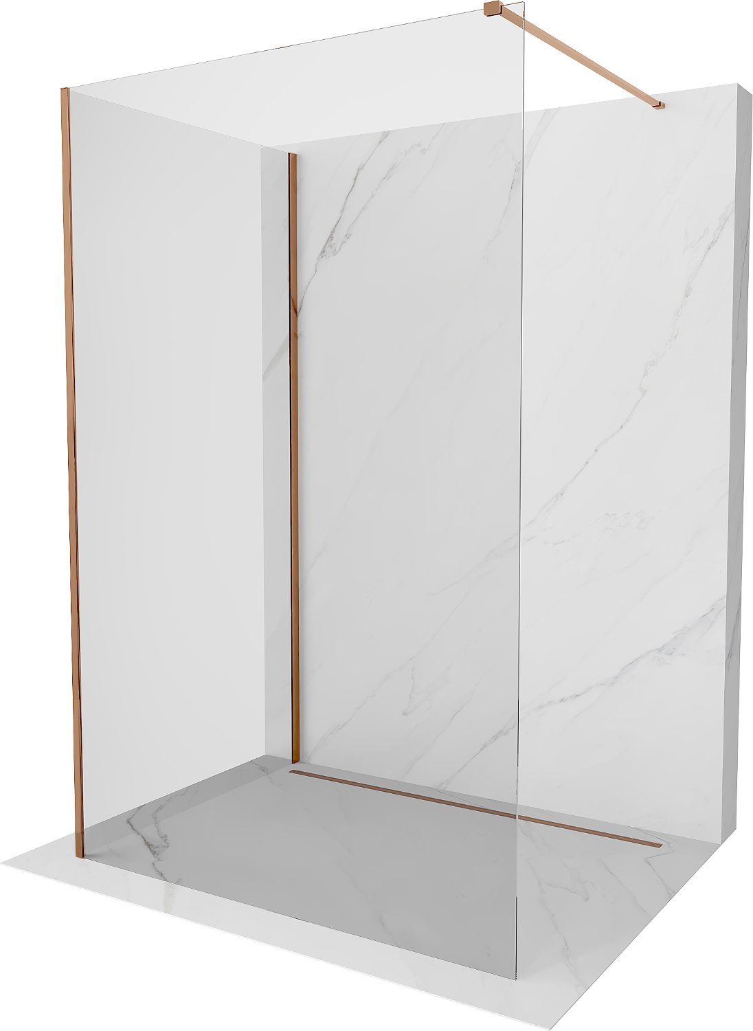 Mexen Kioto perete de duș Walk-in 130 x 100 cm, transparent, aur roz - 800-130-212-60-00-100