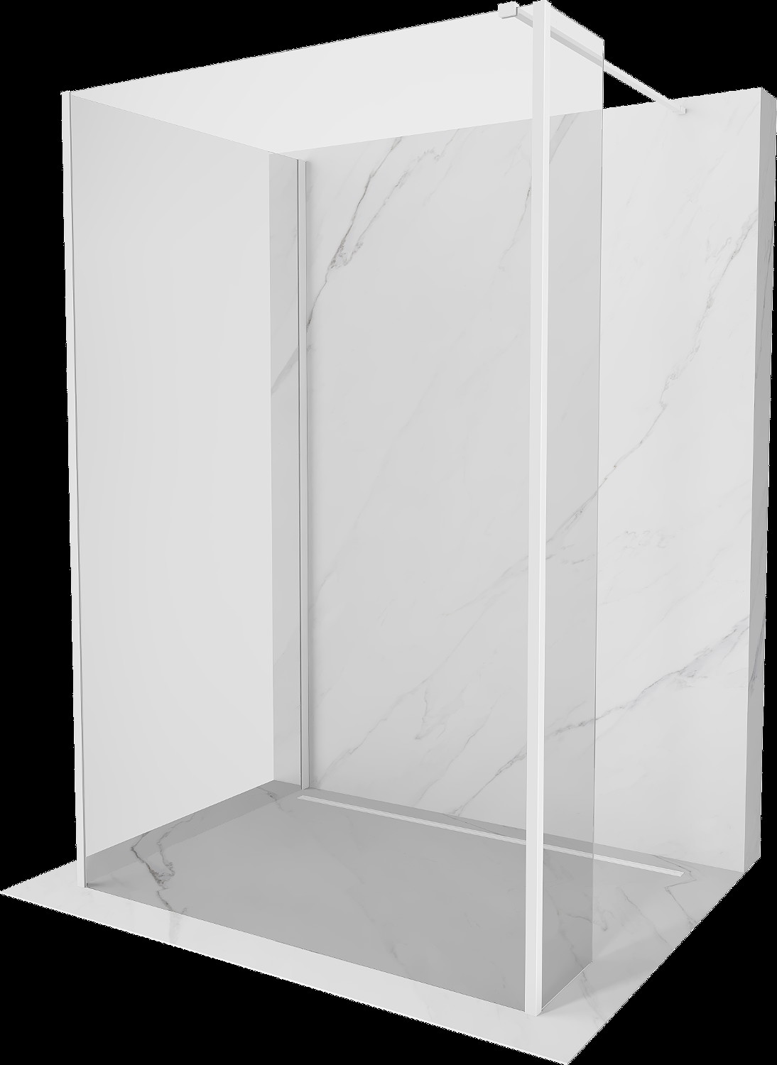 Mexen Kioto panou de duș Walk-in 90 x 70 x 30 cm, transparent, alb - 800-090-070-221-20-00-030