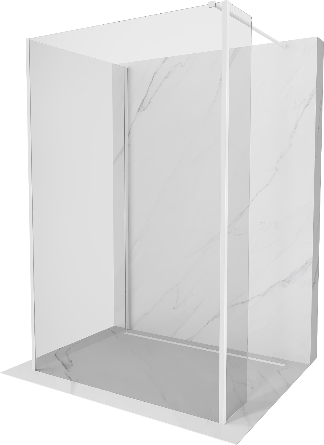 Mexen Kioto perete de duș Walk-in 130 x 70 x 30 cm, transparent, alb - 800-130-070-221-20-00-030