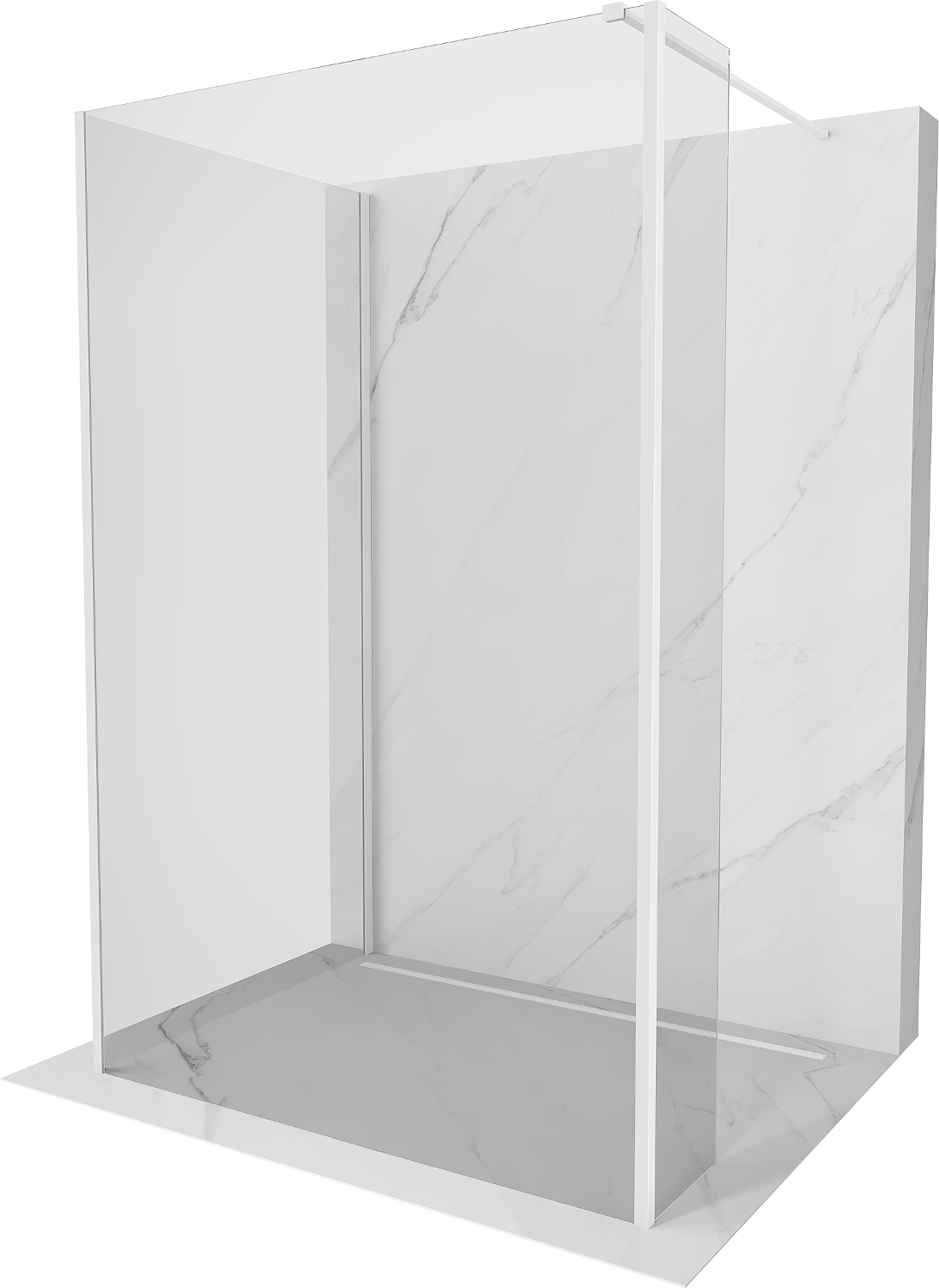 Mexen Kioto perete de duș Walk-in 120 x 75 x 30 cm, transparent, alb - 800-120-075-221-20-00-030