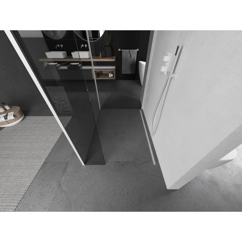 Mexen Kioto Walk-in zuhanyfal 135 x 80 x 30 cm, átlátszó, fehér - 800-135-080-221-20-00-030