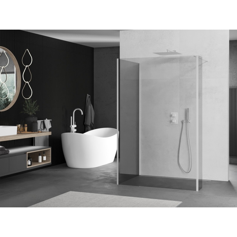 Mexen Kioto Walk-in zuhanyfal 135 x 80 x 30 cm, átlátszó, fehér - 800-135-080-221-20-00-030