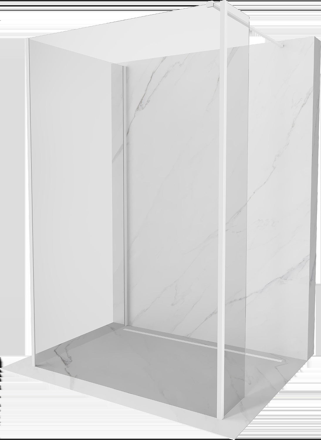 Mexen Kioto perete duș Walk-in 105 x 90 x 30 cm, transparent, alb - 800-105-090-221-20-00-030