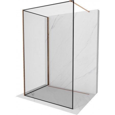 Mexen Kioto perete de duș Walk-in 90 x 90 cm, model negru, aur roz - 800-090-212-60-70-090