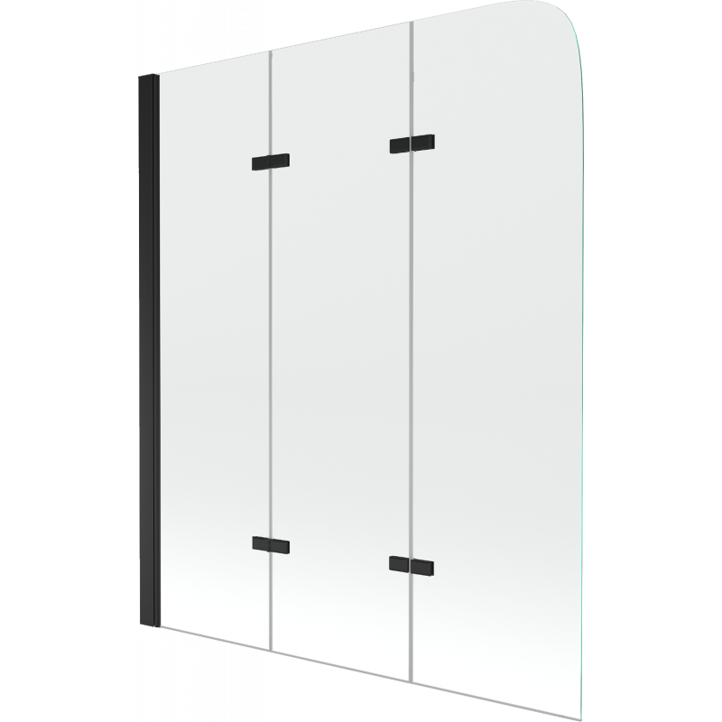 Mexen Felix paravan cadă cu 3 panouri 120 x 140 cm, transparent, negru - 890-120-003-70-00