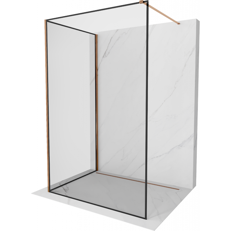 Mexen Kioto perete de duș Walk-in 140 x 110 cm, cadru negru, aur roz - 800-140-212-60-70-110