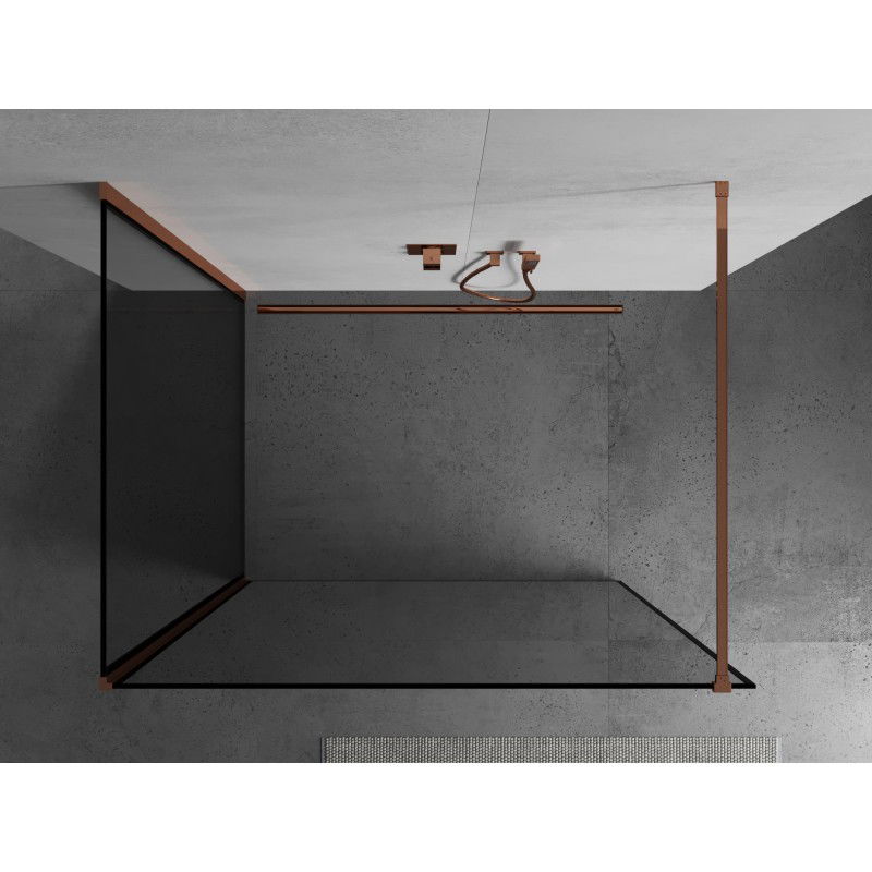 Mexen Kioto perete de duș Walk-in 140 x 110 cm, cadru negru, aur roz - 800-140-212-60-70-110
