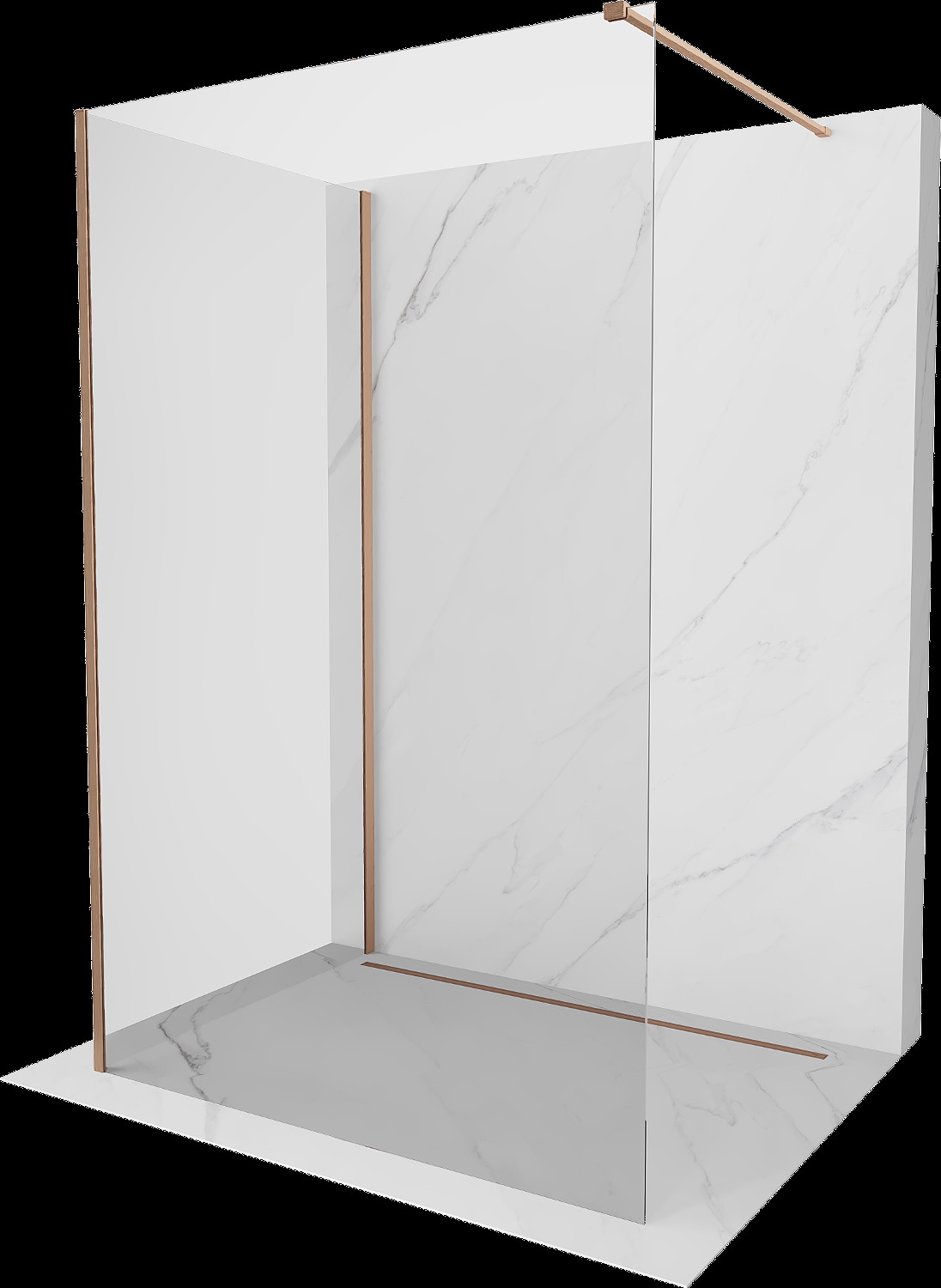 Mexen Kioto panou de duş Walk-in 135 x 70 cm, transparent, cupru periat - 800-135-212-65-00-070